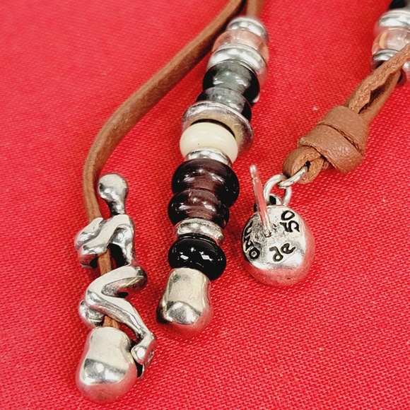 2016 Uno de 50 "Liana" Beaded Leather Pierced Earrings PEN0495 - Picture 8 of 12